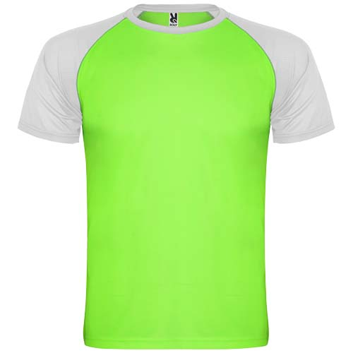 T-shirt sport manches courtes Enfant Indianapolis ROLY Vert fluo et Blanc